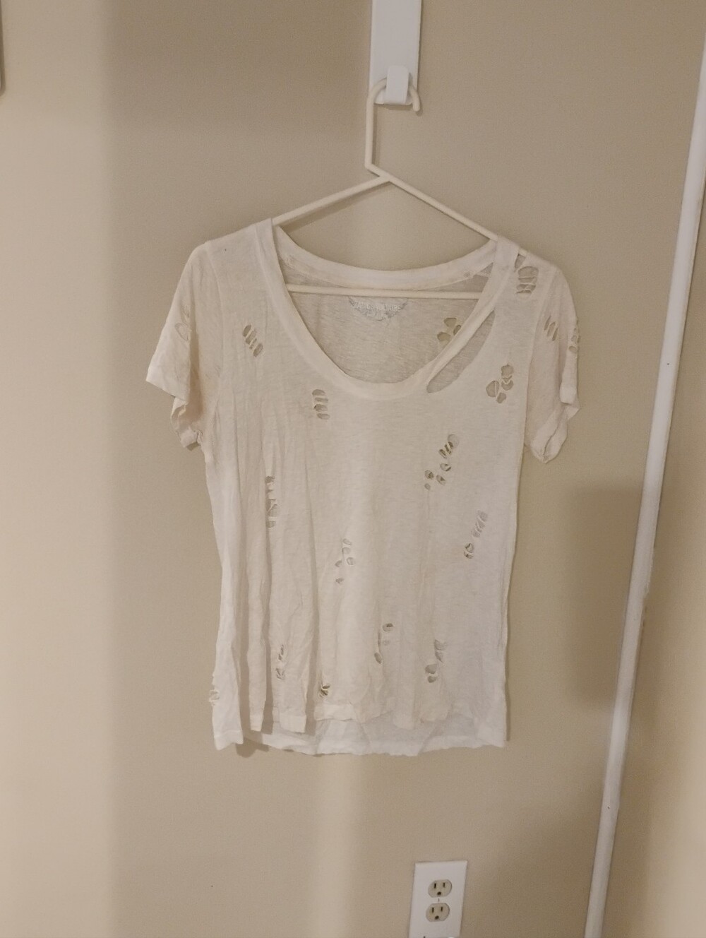 Zadig & Voltaire Cara Destroyed Womens Tee Shirt Top Size S